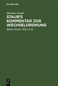 Cover Staub's Kommentar zur Wechselordnung