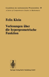 Cover Vorlesungen uber die hypergeometrische Funktion