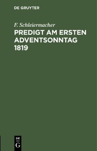 Cover Predigt am ersten Adventsonntag 1819