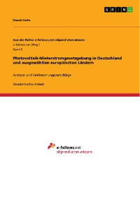 Cover Photovoltaik-Mieterstromgesetzgebung in Deutschland und ausgewählten europäischen Ländern