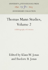 Cover Thomas Mann Studies, Volume 2