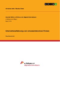 Cover Internationalisierung von wissensintensiven Firmen