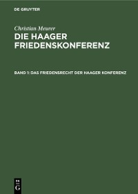 Cover Das Friedensrecht der Haager Konferenz