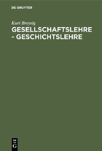 Cover Gesellschaftslehre - Geschichtslehre
