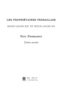 Cover Les propriétaires versaillais sous Louis XIV et sous Louis XV