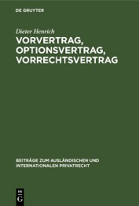 Cover Vorvertrag, Optionsvertrag, Vorrechtsvertrag