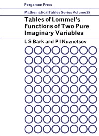 Cover Tables of Lommel's Functions of Two Pure Imaginary Variables