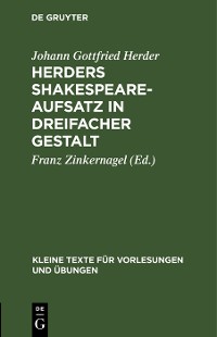 Cover Herders Shakespeare-Aufsatz in dreifacher Gestalt