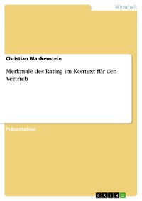 Cover Merkmale des Rating im Kontext für den Vertrieb