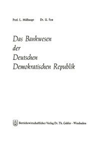 Cover Das Bankwesen der Deutschen Demokratischen Republik