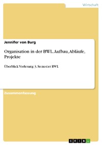 Cover Organisation in der BWL. Aufbau, Abläufe, Projekte