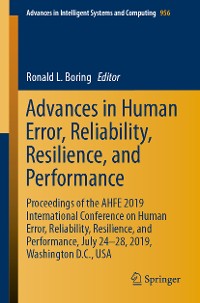 Cover Advances in Human Error, Reliability, Resilience, and Performance