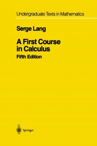 Cover First Course in Calculus
