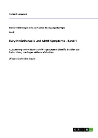 Cover Eurythmietherapie und ADHS Symptome - Band 1