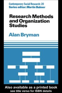 Cover Research Methods and Organization Studies