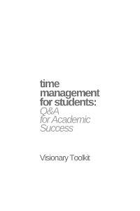 Cover Time Management for Students: Q&A for Academic Success