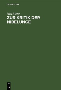 Cover Zur Kritik der Nibelunge