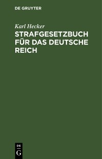 Cover Strafgesetzbuch für das Deutsche Reich