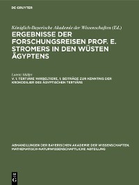 Cover Tertiäre Wirbeltiere, 1: Beiträge zur Kenntnis der Krokodilier des ägyptischen Tertiärs