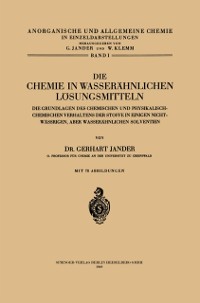 Cover Die Chemie in Wasserähnlichen Lösungsmitteln