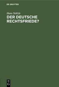 Cover Der deutsche Rechtsfriede?