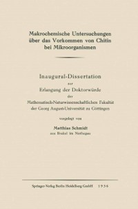 Cover Makrochemische Untersuchungen über das Vorkommen von Chitin bei Mikroorganismen