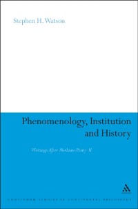 Cover Phenomenology, Institution and History