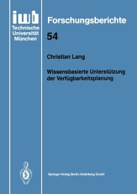 Cover Wissensbasierte Unterstützung der Verfügbarkeitsplanung