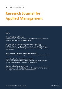 Cover Research Journal for Applied Management - Jg. 1, Heft 2