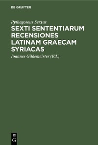 Cover Sexti sententiarum recensiones latinam graecam syriacas