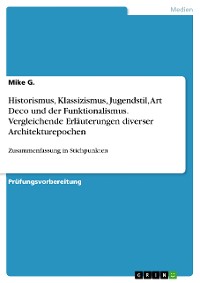 Cover Historismus, Klassizismus, Jugendstil, Art Deco und der Funktionalismus. Vergleichende Erläuterungen diverser Architekturepochen