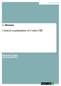 Cover Critical examination of Codex VIII