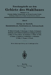 Cover Beiträge zur Baustatik, Elastizitätstheorie, Stabilitätstheorie, Bodenmechanik
