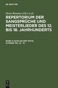 Cover Katalog der Texte. Älterer Teil (A - F)