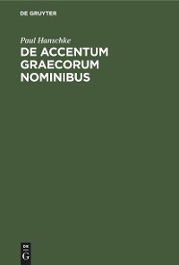 Cover De Accentum Graecorum Nominibus