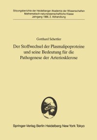 Cover Der Stoffwechsel der Plasmalipoproteine und seine Bedeutung für die Pathogenese der Arteriosklerose