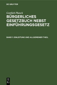 Cover Einleitung und Allgemeiner Theil