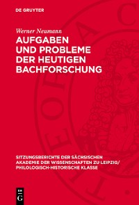 Cover Aufgaben und Probleme der heutigen Bachforschung