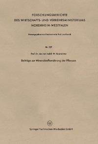 Cover Beiträge zur Mineralstoffernährung der Pflanzen