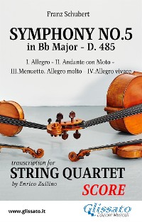 Cover Symphony No.5 - D.485 for String Quartet (score)
